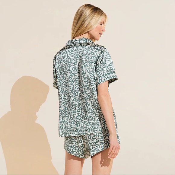 Eberjey Washable Silk Tropical Tile Agave Pajama Set - Picture 2 of 4